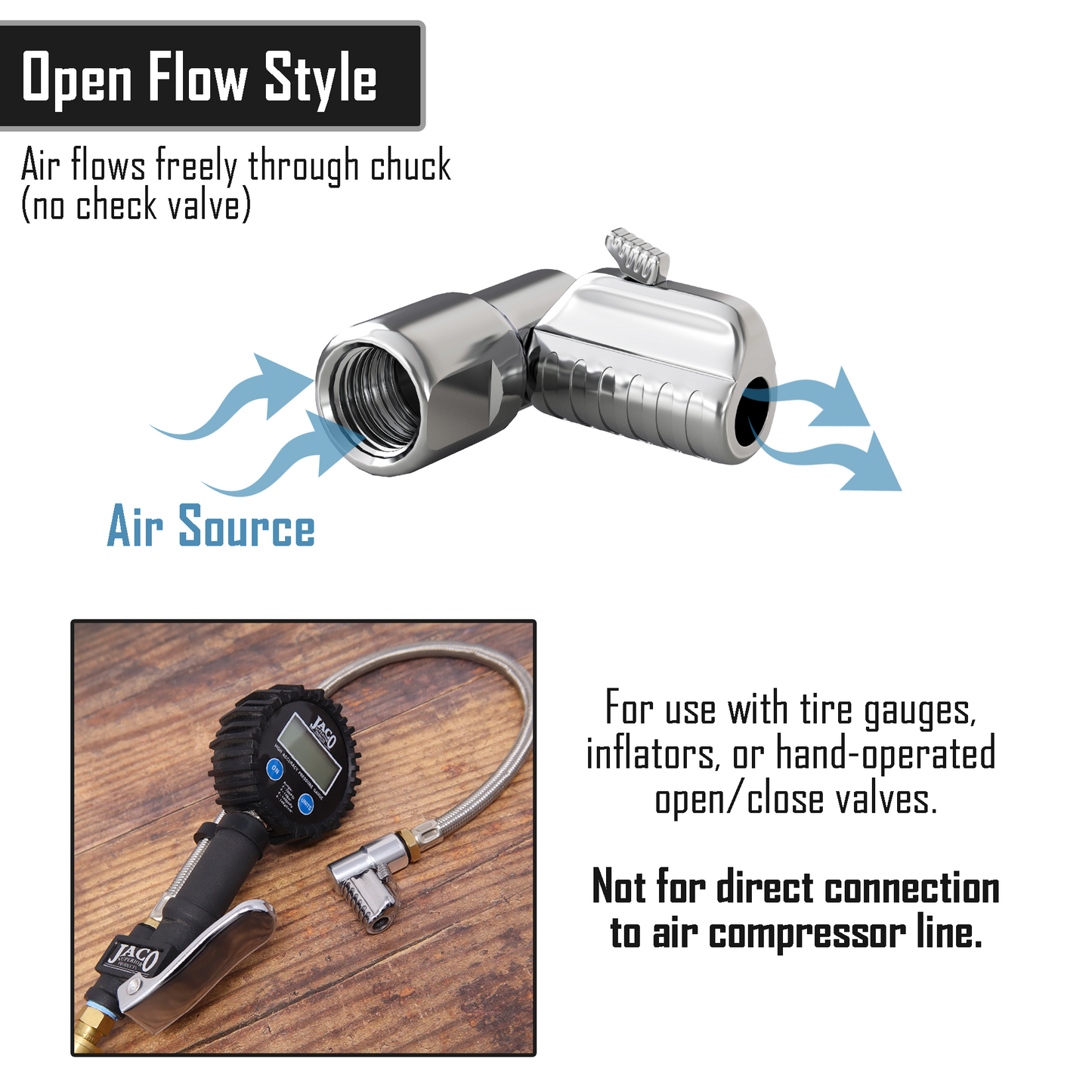 Lightning™ L2-Series Tire Air Chuck | Open Flow, 1/4" F-NPT (2 Pack)