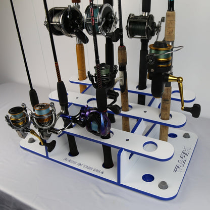 Made in the USA Fishing Rod Rack | 12 Pole Waterproof Wash-down | Dock, Garage, Boat, Storage