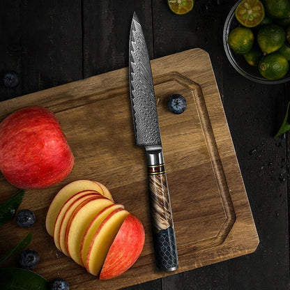 Maverick VG10 Chef Knife Damascus Petty Knife with Exotic Olive Wood Handle