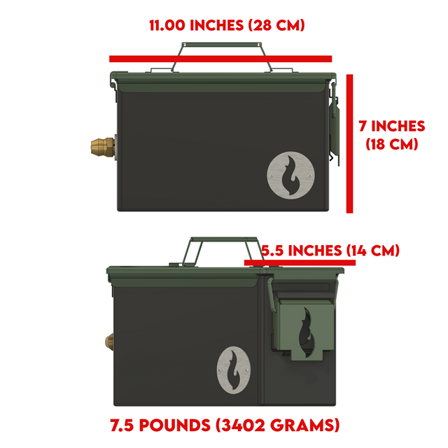 LavaBox Original Combo - Ammo Can Firepit + Grill Grate/Stand + BugOut Bag