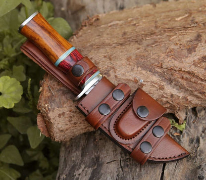 Mirage Damascus Hunting Knife with Rosewood Handle
