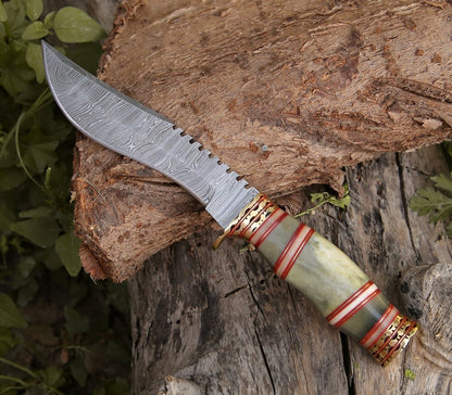Mythic Kukri Knife with Bone & Brass Handle