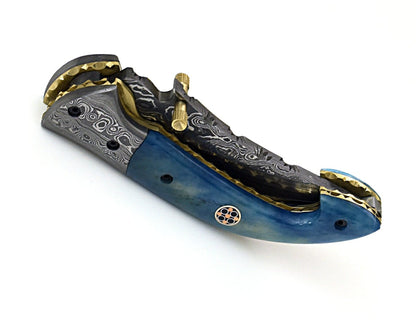 Dionysus Gentleman's Pocket Knife with Bone Handle & Leather Sheath