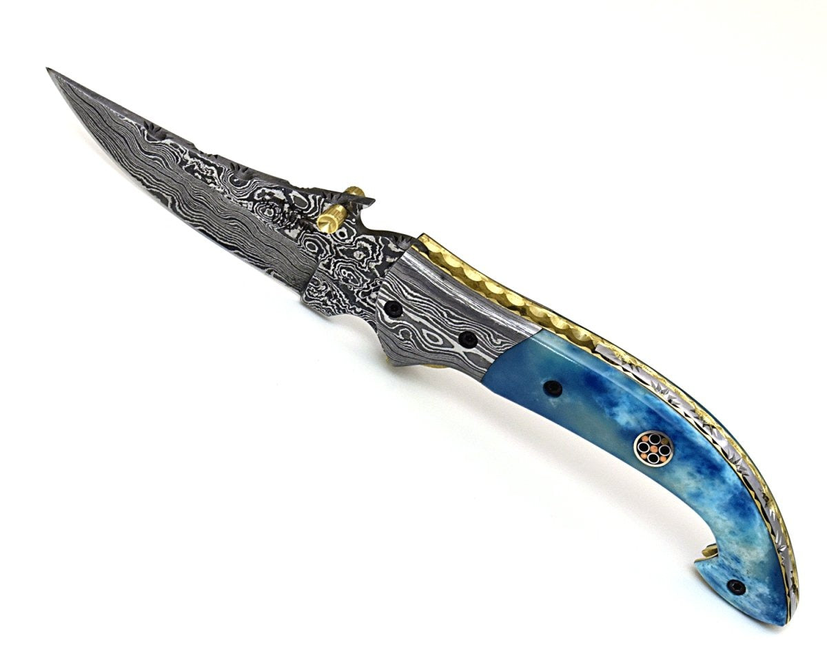 Dionysus Gentleman's Pocket Knife with Bone Handle & Leather Sheath