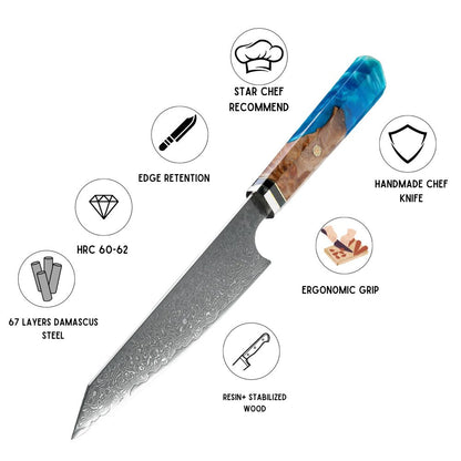 Nirvana VG10 Damascus Chef's Knife with Exotic Olive Wood Handle