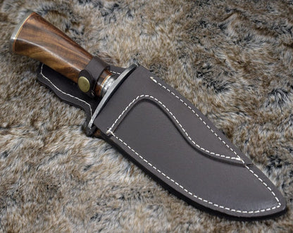 Oblivion Damascus Bowie Knife with Exotic Rosewood Handle