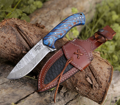 Odin Damascus Steel Knife with Pine Cone Handle