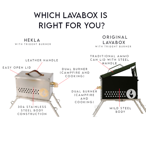 LavaBox Original Combo - Ammo Can Firepit + Grill Grate/Stand + BugOut Bag