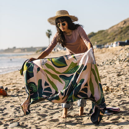 Original Towel: Monstera Green Pink