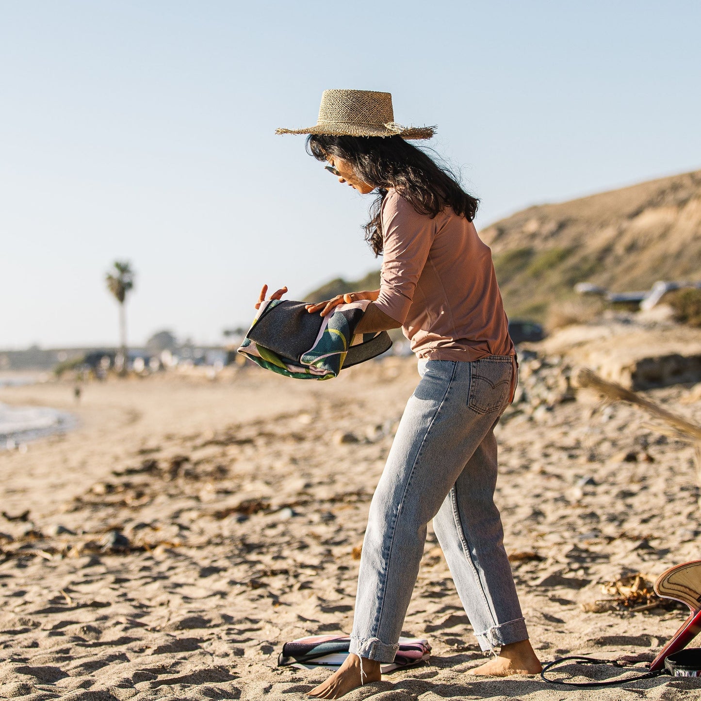 Original Towel: Monstera Green Pink