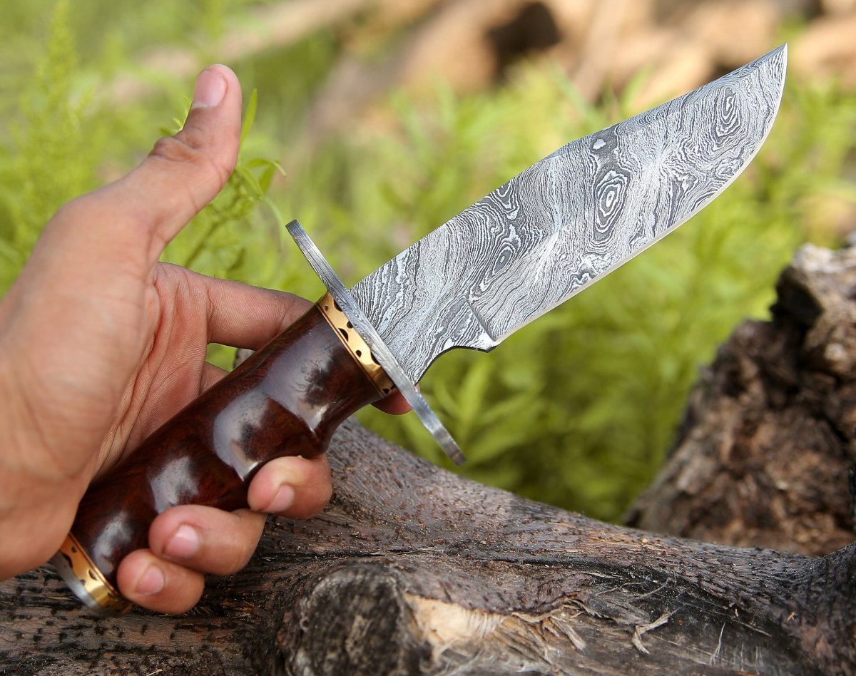 Paragon Damascus Bowie Knife with Exotic Rosewood Handle