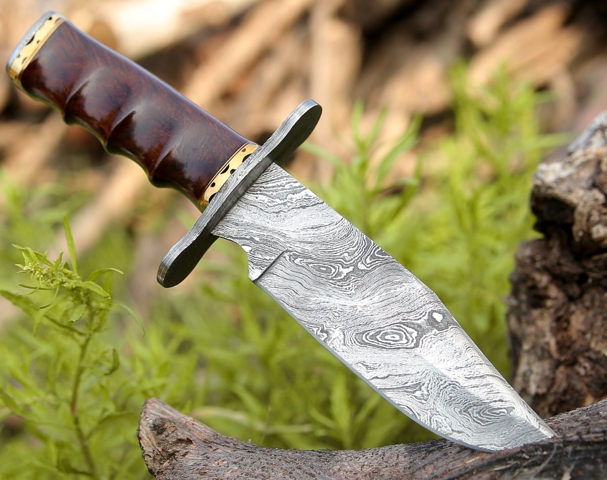 Paragon Damascus Bowie Knife with Exotic Rosewood Handle