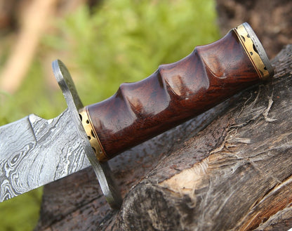 Paragon Damascus Bowie Knife with Exotic Rosewood Handle
