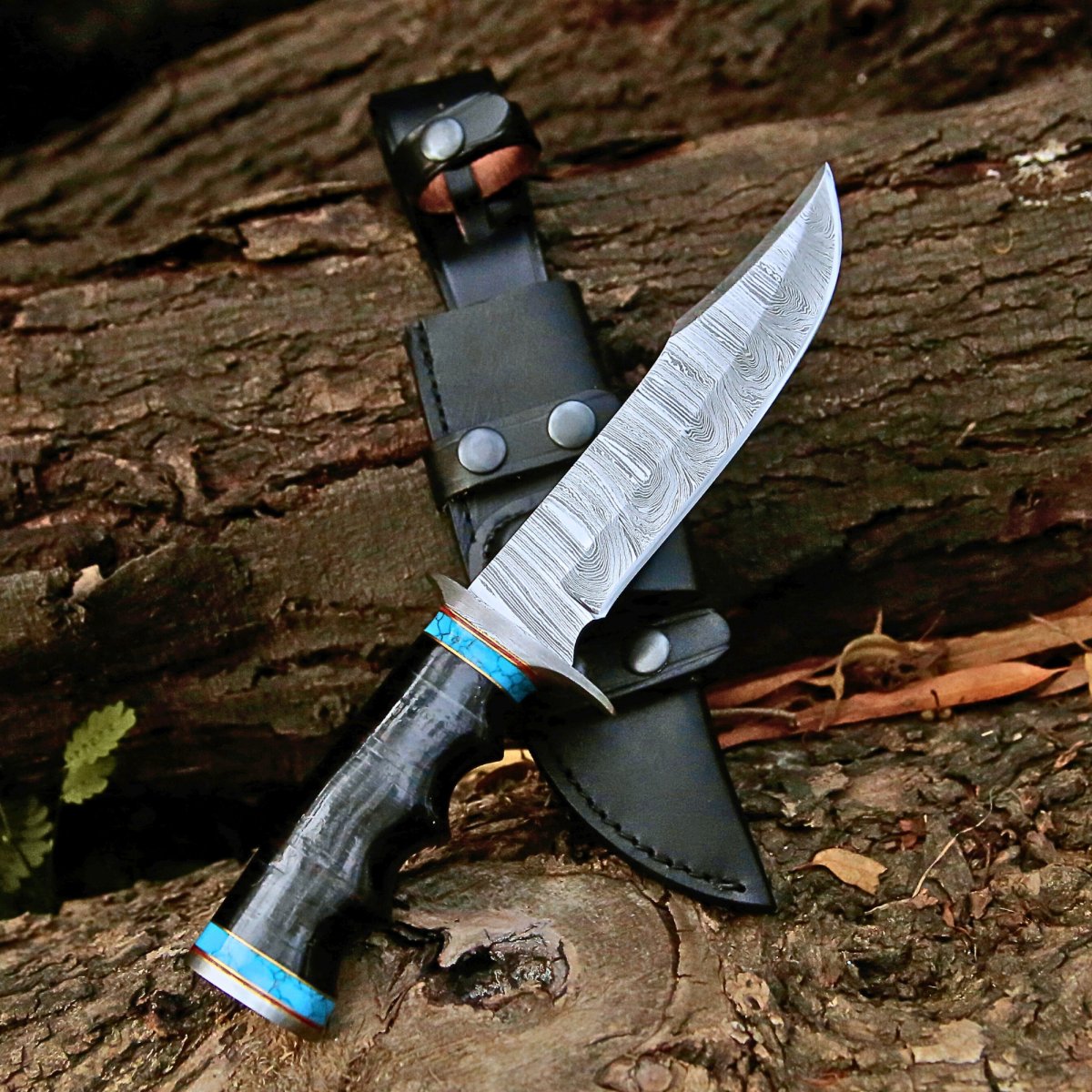 Phantom Hunting & Survival Bowie Knife with Stacked Leather Handle