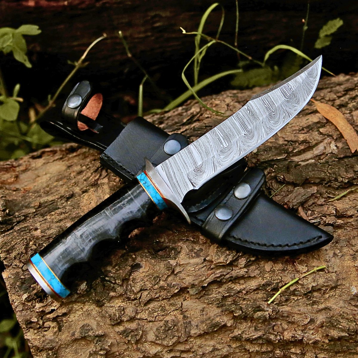 Phantom Hunting & Survival Bowie Knife with Stacked Leather Handle