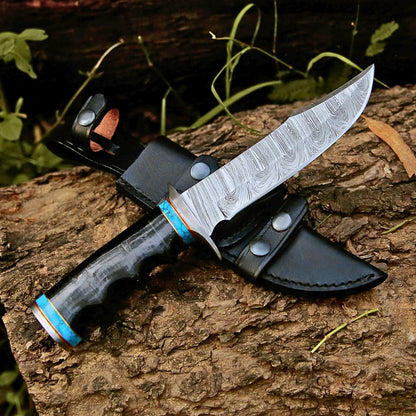 Phantom Hunting & Survival Bowie Knife with Stacked Leather Handle