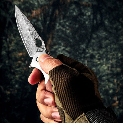 Polar Japanese VG10 Damascus Pocket Knife with Exotic Sandal Wood Handle