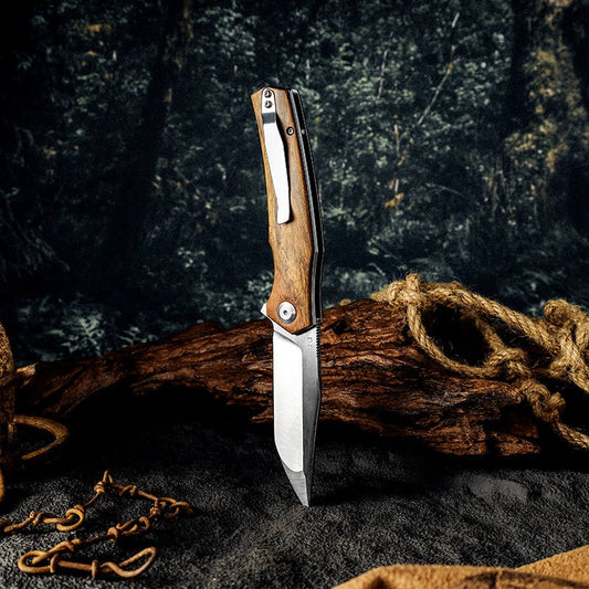 Polaris D2 Steel Pocket Knife with Exotic Sandal Wood Handle