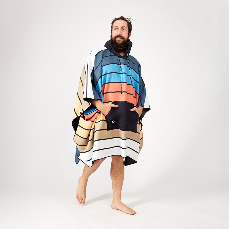 Poncho Towel: Stripes Blue Orange