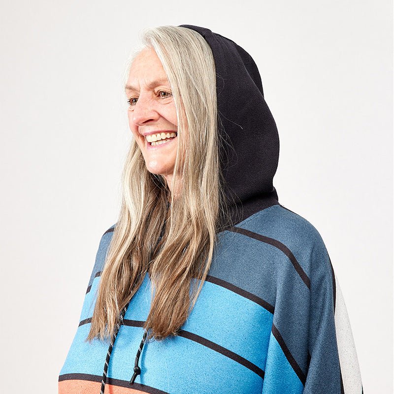 Poncho Towel: Stripes Blue Orange