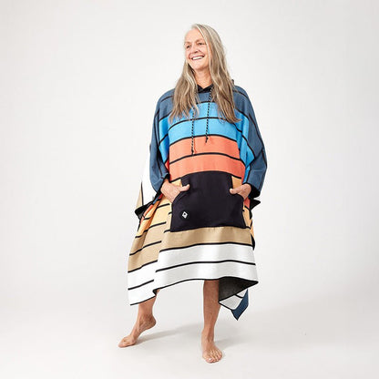 Poncho Towel: Stripes Blue Orange