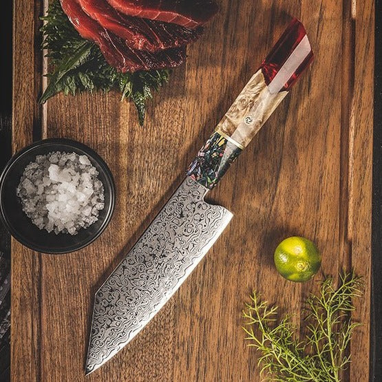 Pristine VG10 Chef Knife 10.5" with Exotic Olive Wood & Resin Handle