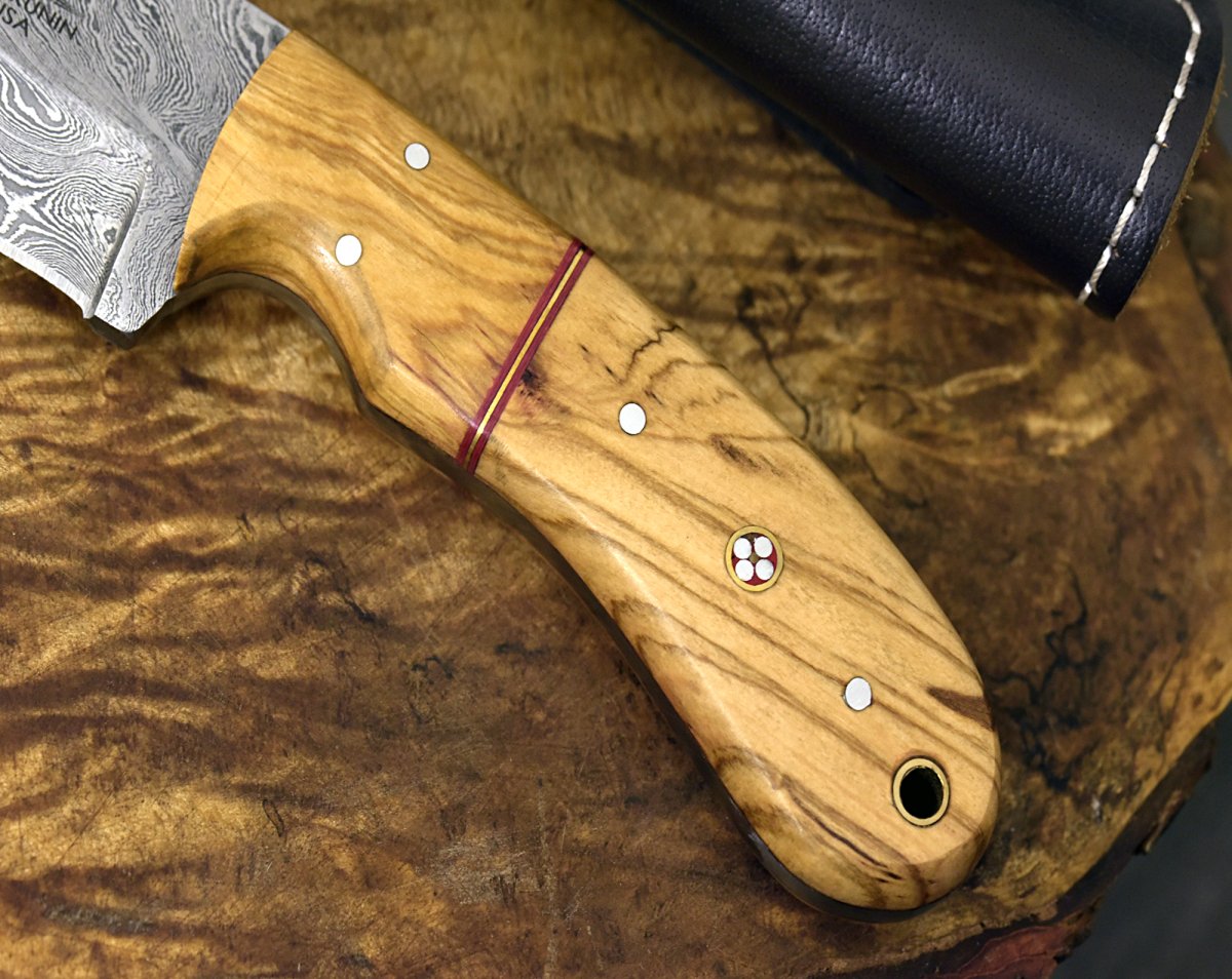 Puma Damascus Steel Hunting Knife Olive Wood Handle & Sheath