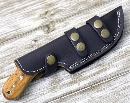 Puma Damascus Steel Hunting Knife Olive Wood Handle & Sheath