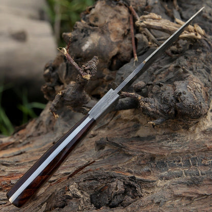 Radiant Damascus Hunting Knife with Rosewood Handle