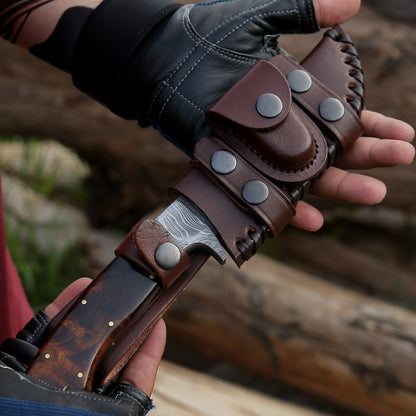 Radiant Damascus Hunting Knife with Rosewood Handle