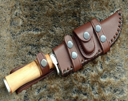 Reign Damascus Bowie Knife with Exotic Leopard Wood Handle