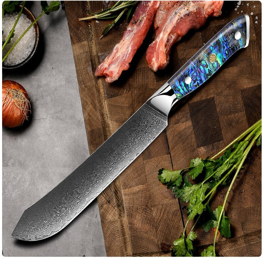 Ronin VG10 9" Chef Knife Damascus Steel Knife with Abalone Shell Handle