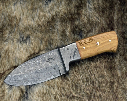 Rune Camping Knife with Exotic Leopard Wood Handle