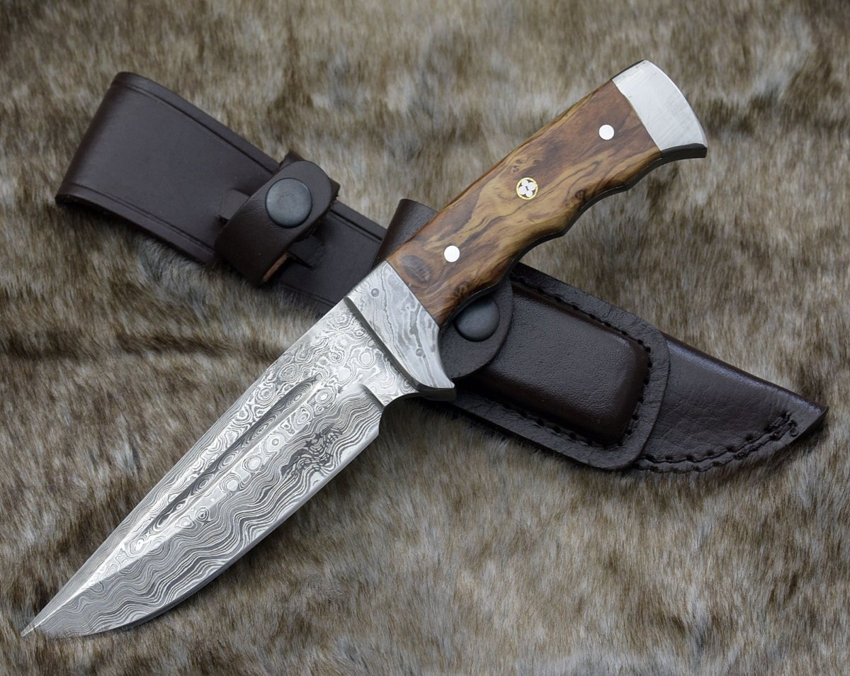 Rune Camping Knife with Exotic Leopard Wood Handle