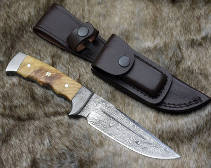 Rune Camping Knife with Exotic Leopard Wood Handle