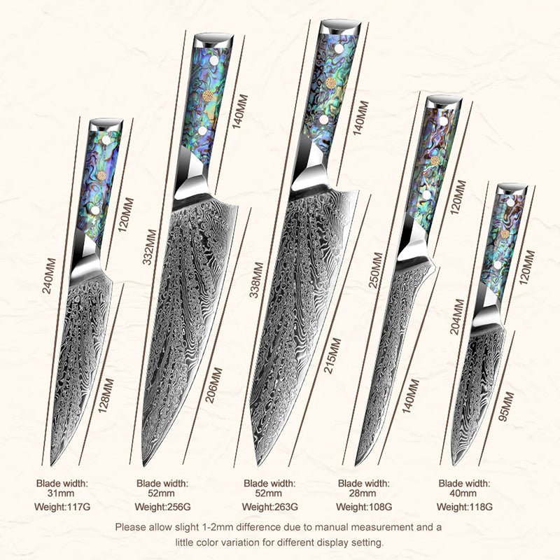 Imperial Professional Japanese VG10 Damascus 5- Piece Knife Set