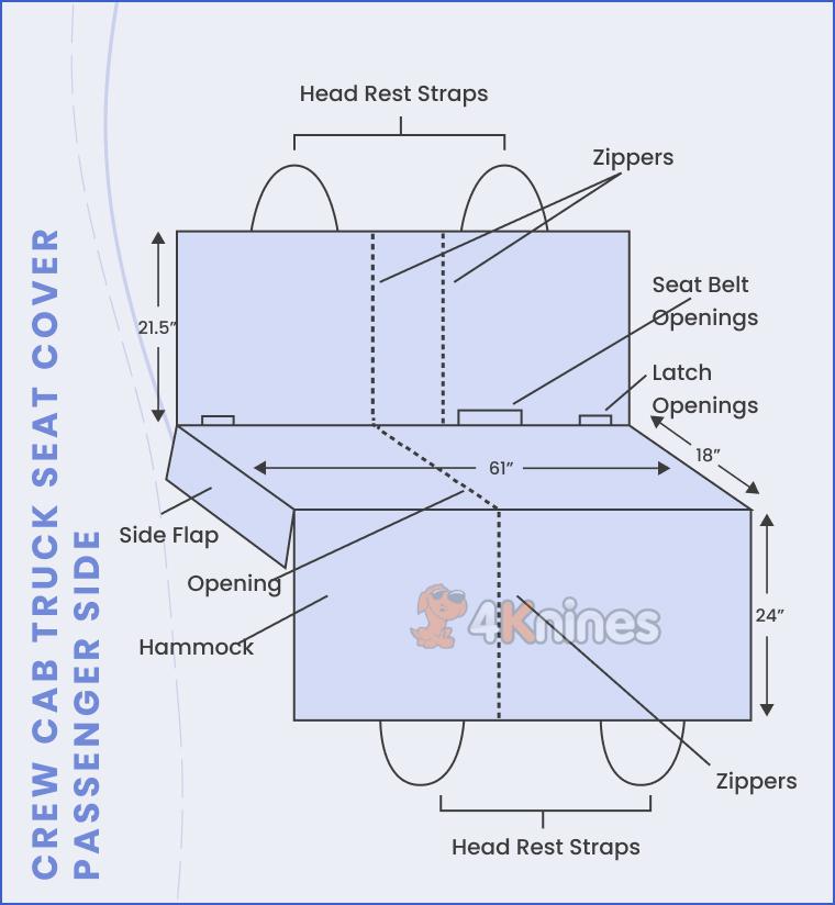 4Knines Crew Cab Truck Seat Cover with Hammock for Fold Up Seats
