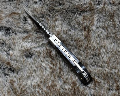 Starshard Damascus Pocket Knife with Exotic Wenge Wood Handle