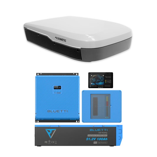 BLUETTI 5kWh RVSolar 48V Power System + Dometic 48V FreshJet Air Conditioner + Heat Pump
