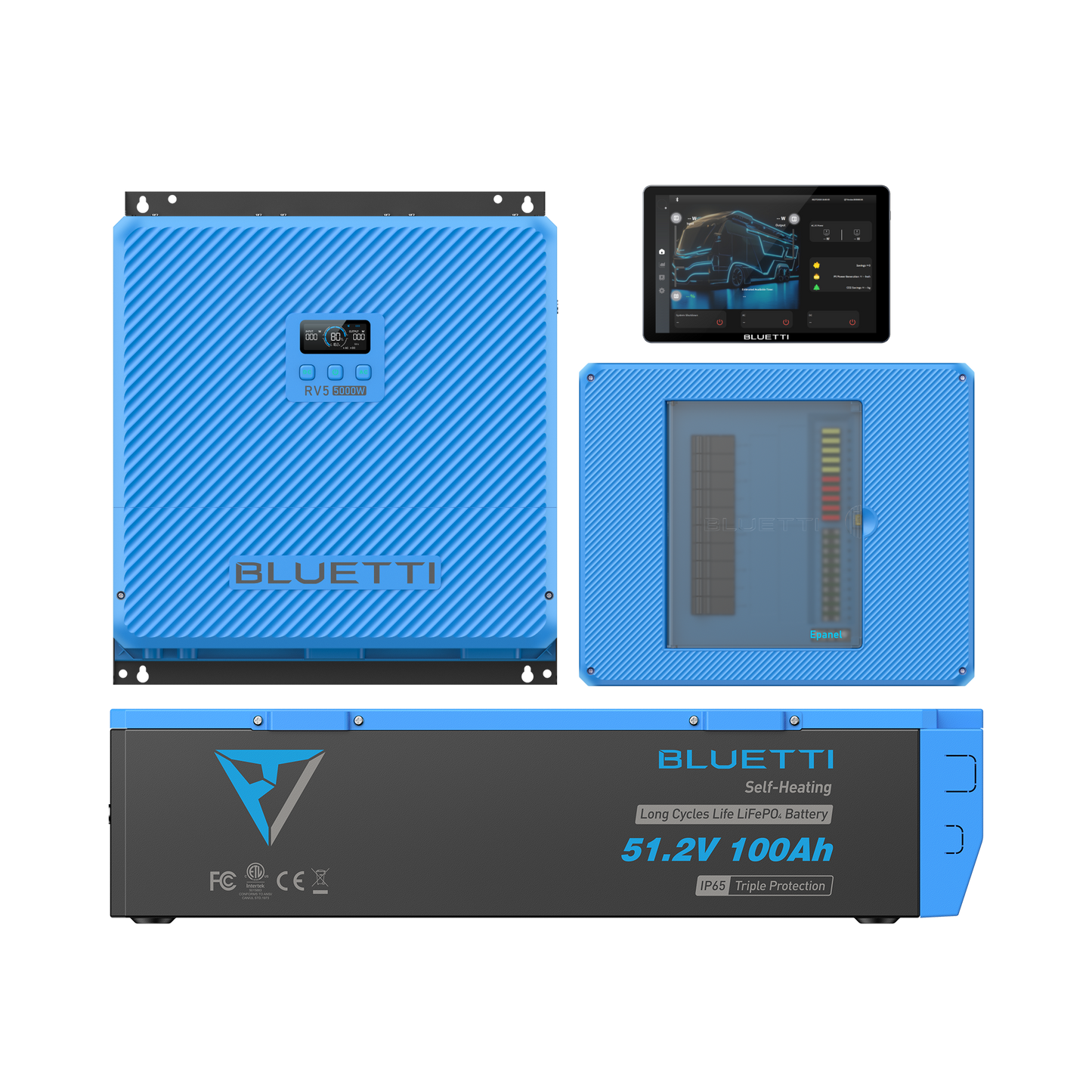 BLUETTI 5kWh RVSolar 48V Power System + Dometic 48V FreshJet Air Conditioner + Heat Pump