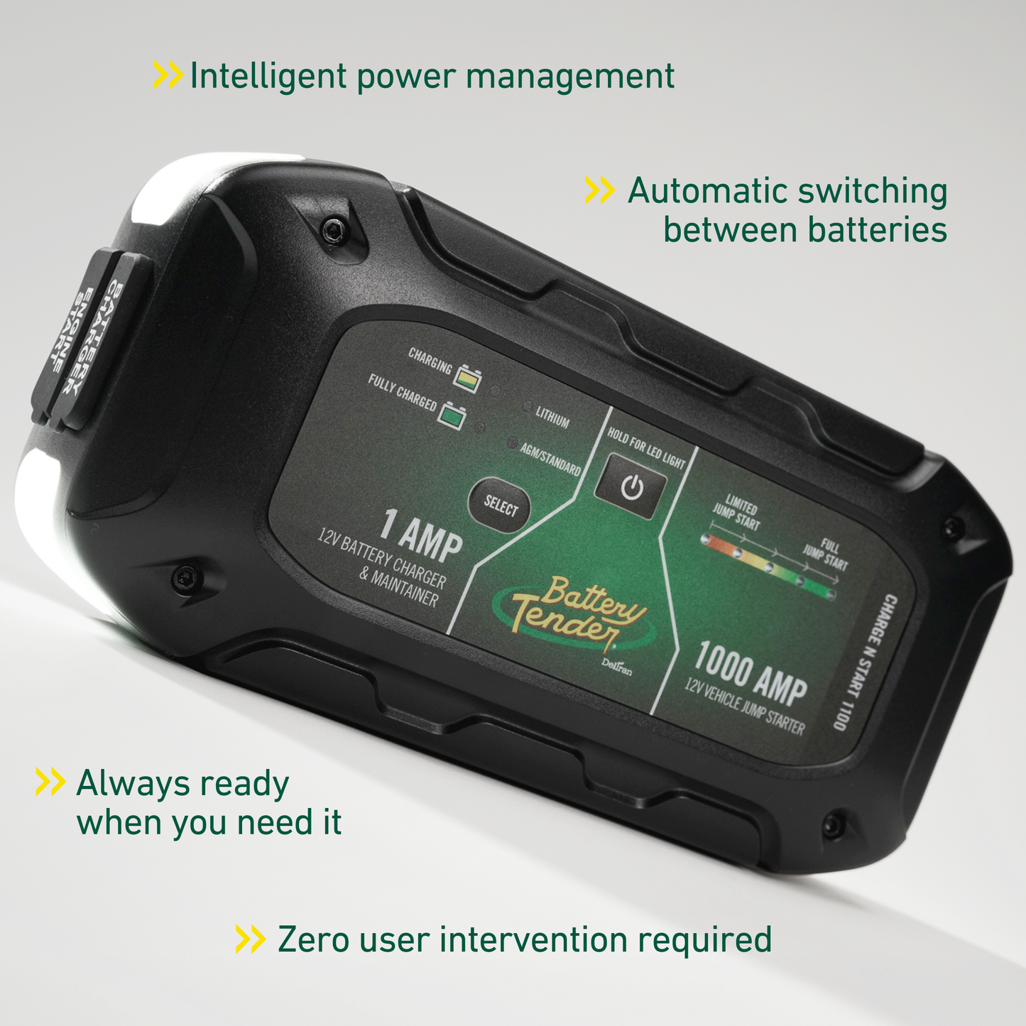 Charge N Start 1100 — 1 Amp Battery Charger & 1000 Amp Jump Starter