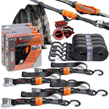 TorkStrap HD750 | 14'x1.5'' Spring Loaded Tie Down Straps - 2250lb Max Load