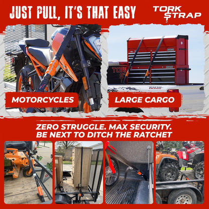 TorkStrap HD750 | 14'x1.5'' Spring Loaded Tie Down Straps - 2250lb Max Load