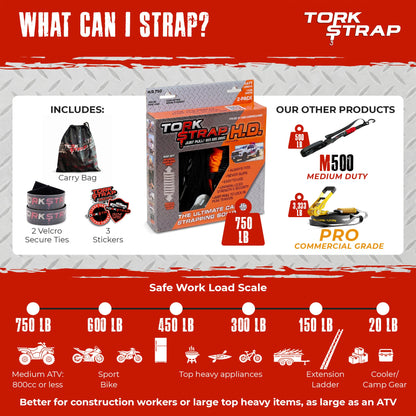 TorkStrap HD750 | 14'x1.5'' Spring Loaded Tie Down Straps - 2250lb Max Load