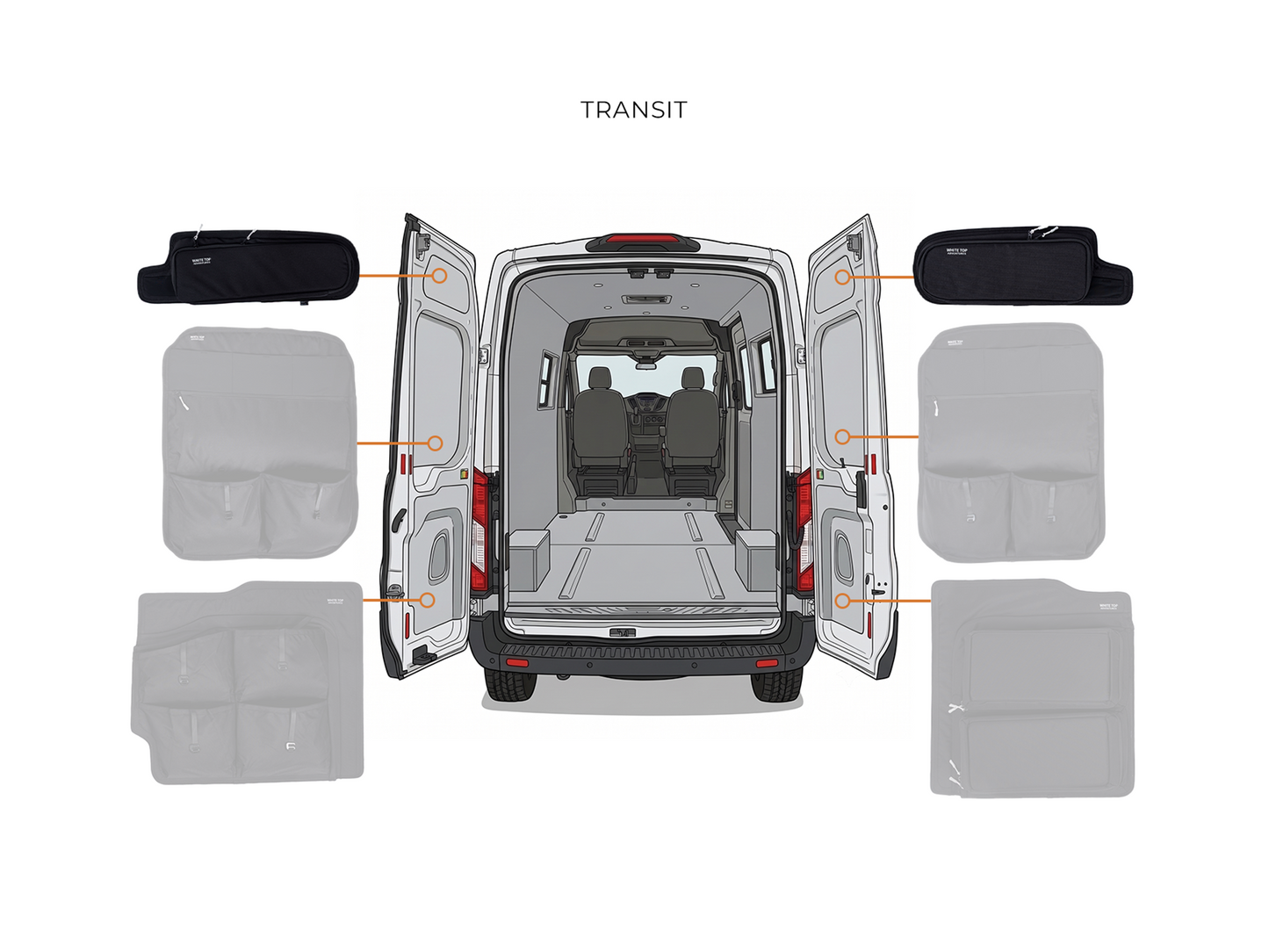 Ford Transit Upper Rear Door Storage Panels (Pair)