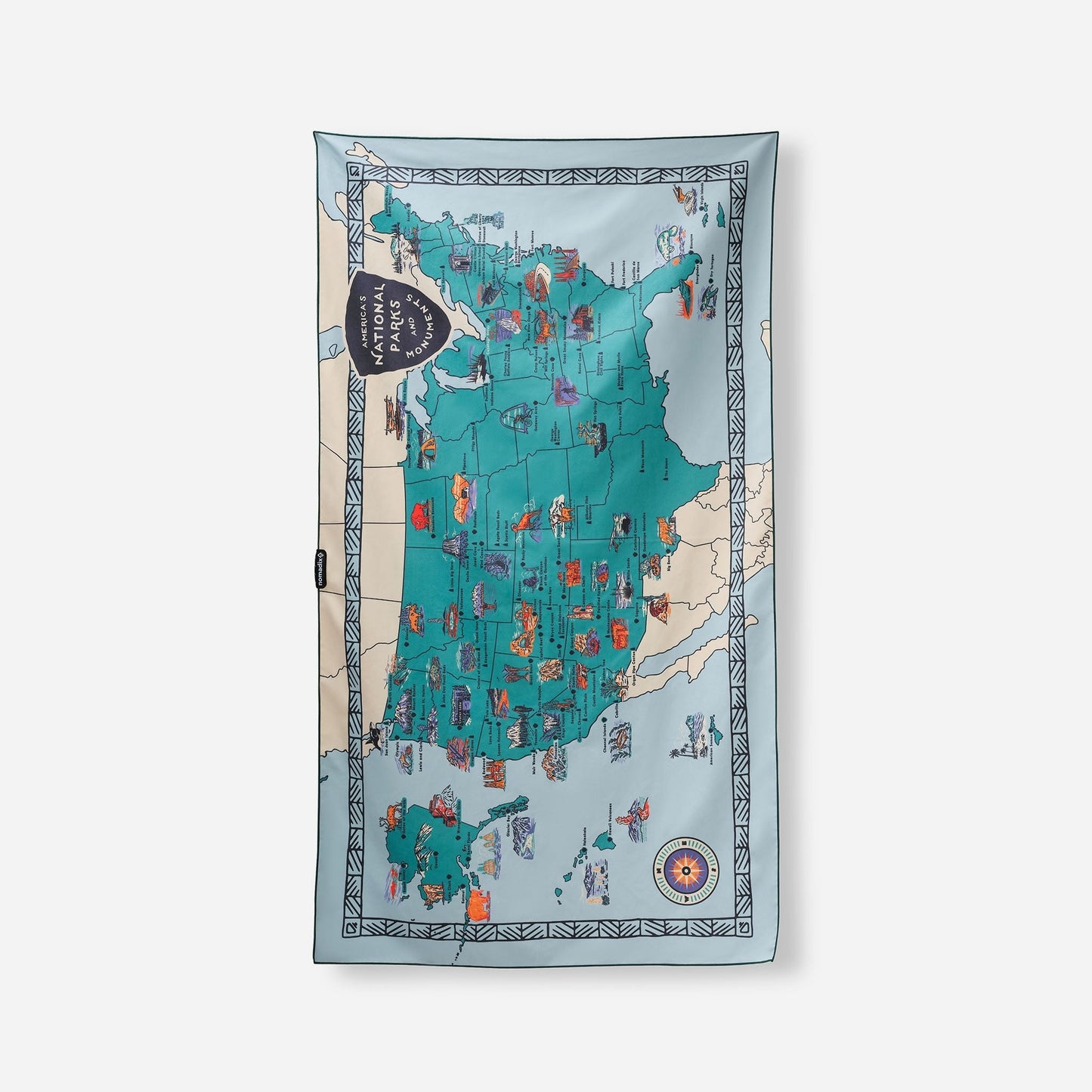 Ultralight Towel: National Parks and Monuments Map