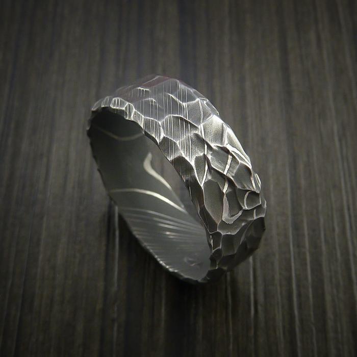 Vapor Damascus Steel Wedding Ring Band - The King of Rings