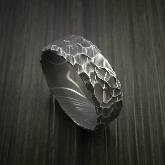 Vapor Damascus Steel Wedding Ring Band - The King of Rings