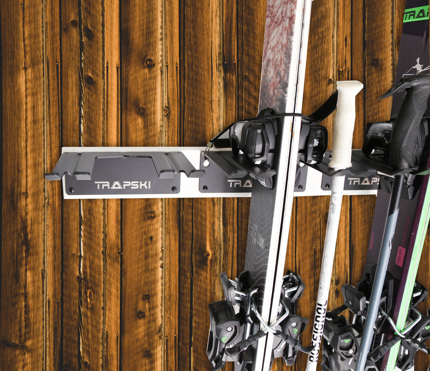 Wall Rack Holds Skis or Snowboard by Bindings, Yard Tools, Gear & Equipment - Made in the USA