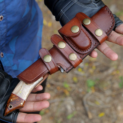 Ravager Handmade Damascus Knife with Mother of Pearl Resin & Rosewood Handle